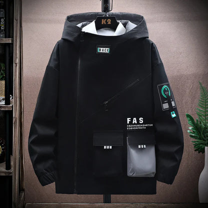 Veste à capuche homme – Coupe décontractée – Tissu déperlant – Style streetwear graphique