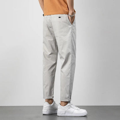 Pantalon chino homme – Coupe décontractée – Coton léger – Longueur cheville – Style casual