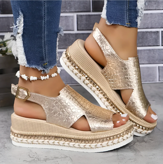 Sandales femme – Bout ouvert – Semelle plateforme – Bride réglable – Semelle confort