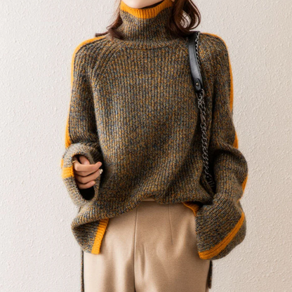 Pull Cozy Color Block, Élégant, Accrocheur et Confortable pour Femme