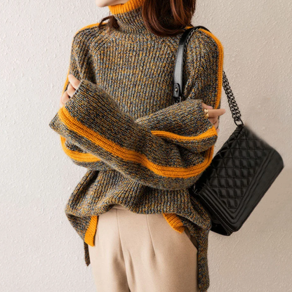 Pull Cozy Color Block, Élégant, Accrocheur et Confortable pour Femme