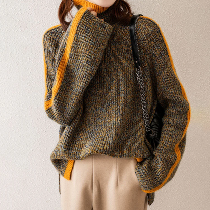 Pull Cozy Color Block, Élégant, Accrocheur et Confortable pour Femme