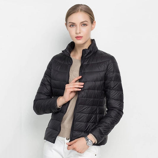 Veste femme matelassée – Doudoune légère – Coupe slim – Col montant zipé