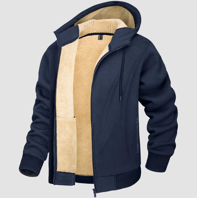 Homme Veste À Capuche - Tricot - Doublure Sherpa - Coupe Décontractée - Longueur Hanche