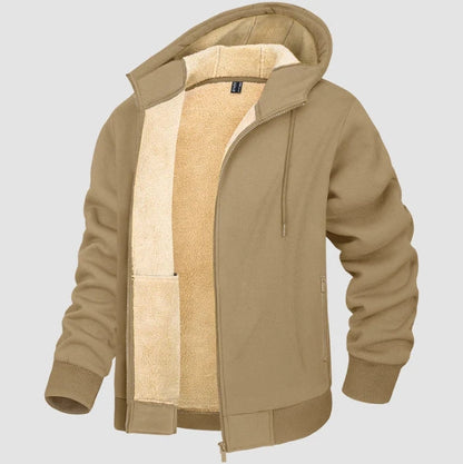 Homme Veste À Capuche - Tricot - Doublure Sherpa - Coupe Décontractée - Longueur Hanche