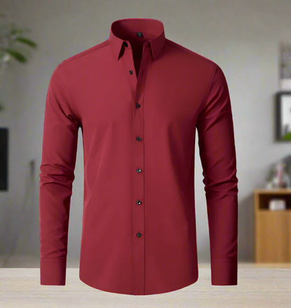 Chemise boutonnée élégante, élastique et sans repassage pour hommes