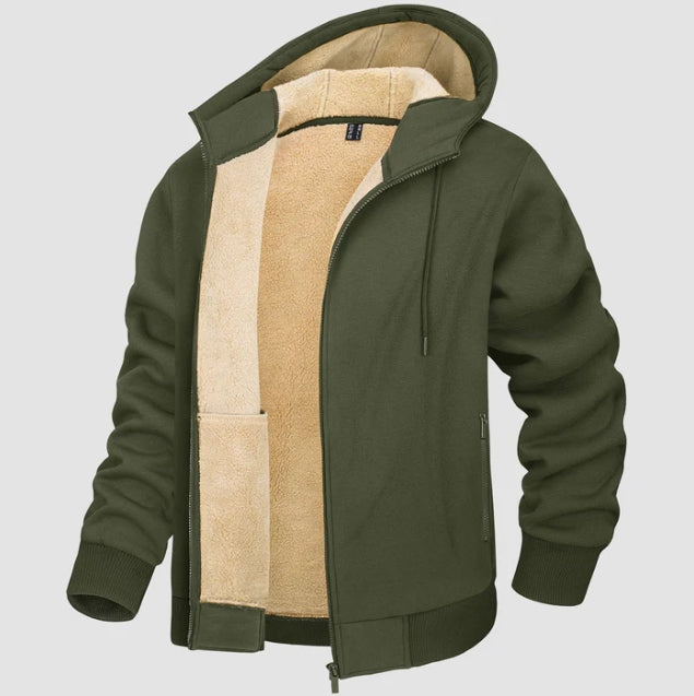 Homme Veste À Capuche - Tricot - Doublure Sherpa - Coupe Décontractée - Longueur Hanche