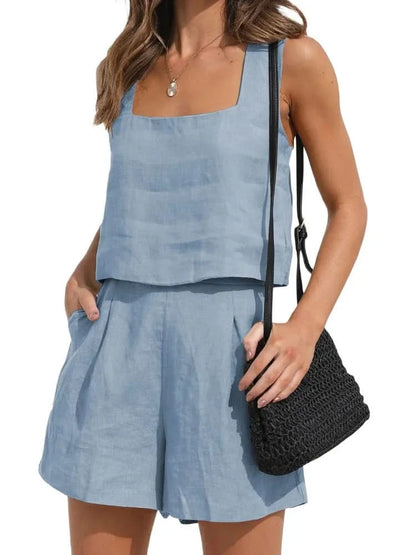 Ensemble Femme - Veste et Short Élégant - Tissu Léger - Coupe Moderne