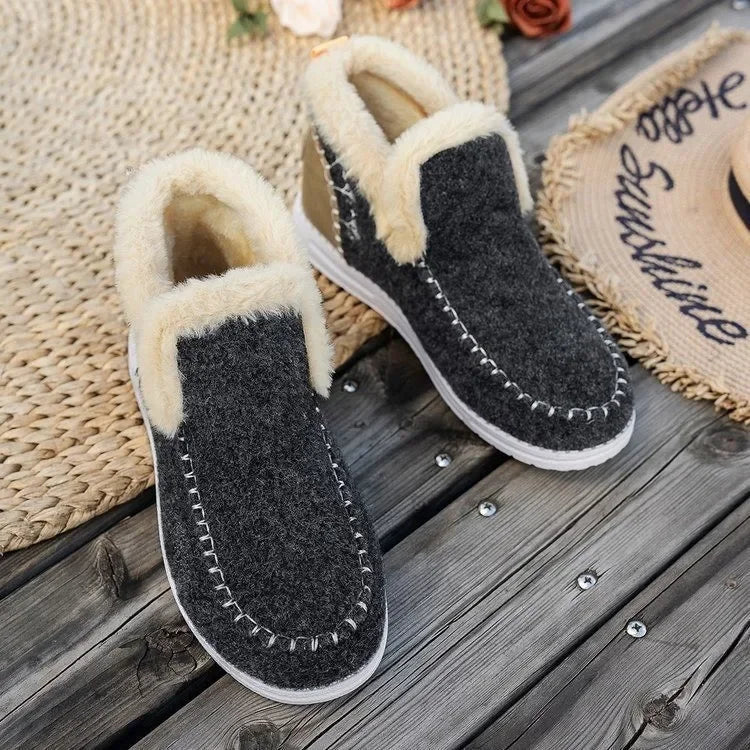 Bottines femme – Doublure en fausse fourrure – Texture feutrée – Coupe décontractée