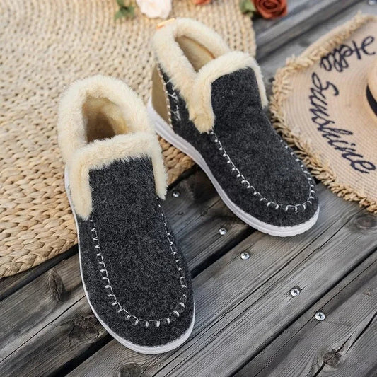Bottines femme – Doublure en fausse fourrure – Texture feutrée – Coupe décontractée