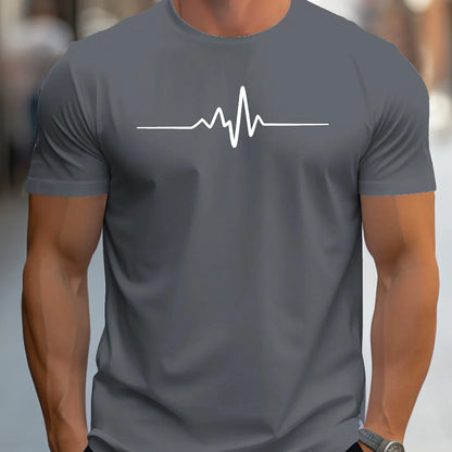 T-shirt homme – Coupe slim – Maille douce – Manches courtes – Motif heartbeat moderne