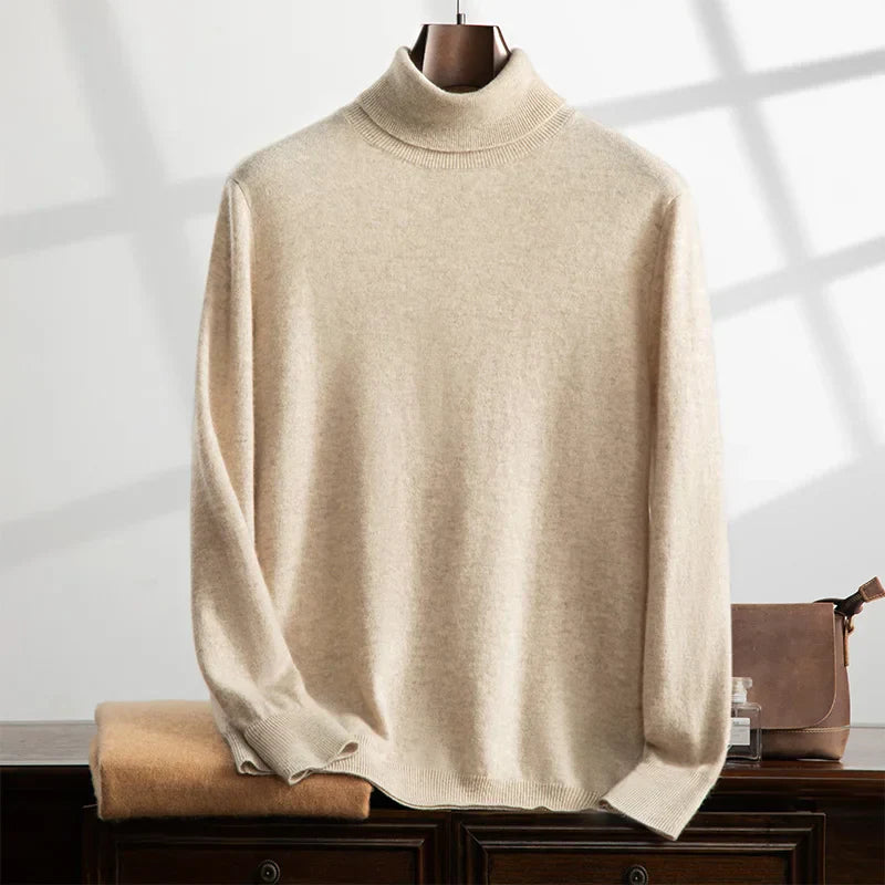 Pull col roulé homme – Cachemire doux – Coupe décontractée – Maille côtelée raffinée