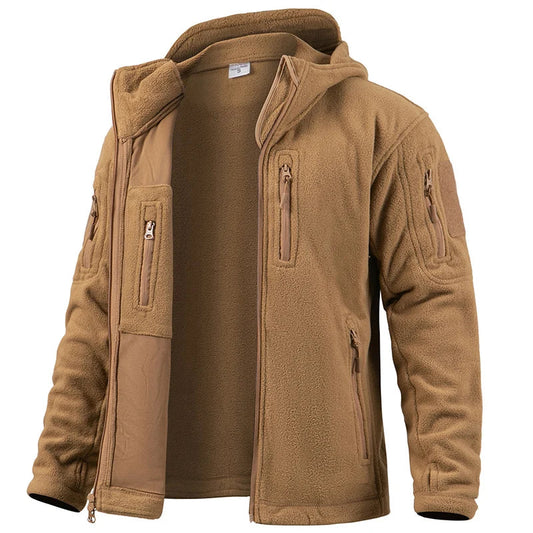 Veste polaire homme – coupe régulière – capuche – fermeture zippée – multi-poches
