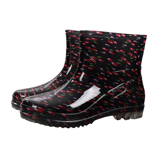 Bottes femme mi-mollet imperméables – Enfilage facile – Motif floral élégant