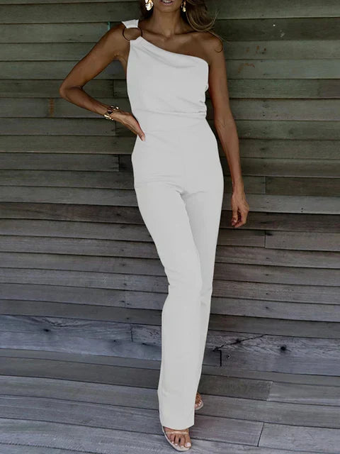 Combinaison Femme – Coupe Ajustée – Une Épaule – Jambe Droite Élégante