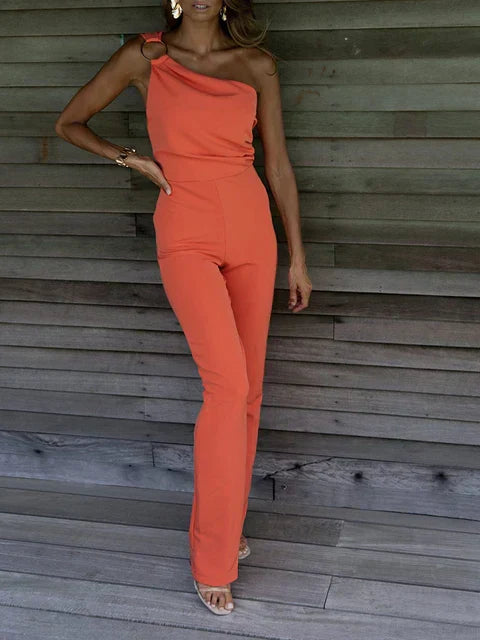 Combinaison Femme – Coupe Ajustée – Une Épaule – Jambe Droite Élégante