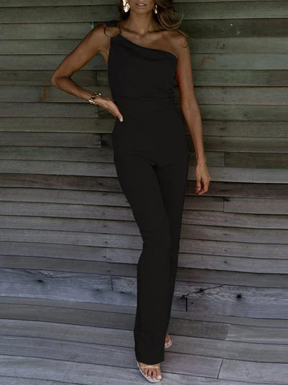 Combinaison Femme – Coupe Ajustée – Une Épaule – Jambe Droite Élégante