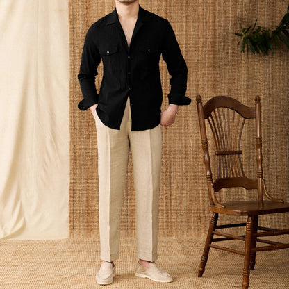 Chemise homme – Coupe classique – Manches longues – Coton mélangé respirant – Poches poitrine