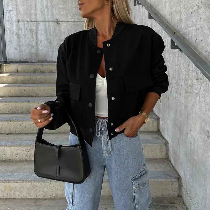 Veste femme – Coupe décontractée – Fibres naturelles – Boutonnage – Poches à rabat
