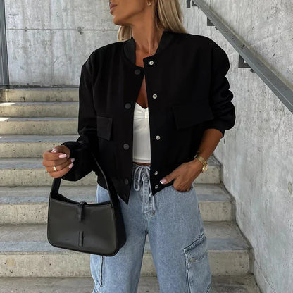 Veste femme – Coupe décontractée – Fibres naturelles – Boutonnage – Poches à rabat