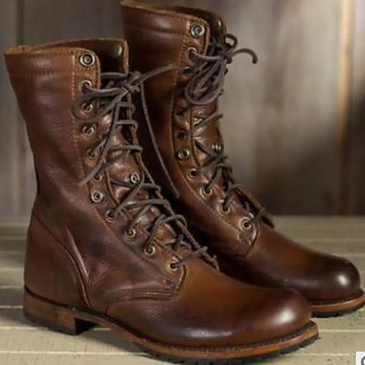 Bottes femme – Cuir véritable – À lacets hauteur cheville – Semelle antidérapante