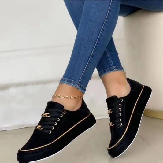 Baskets femme – Slip-on – Maille douce respirante – Détail chaîne – Bas profil
