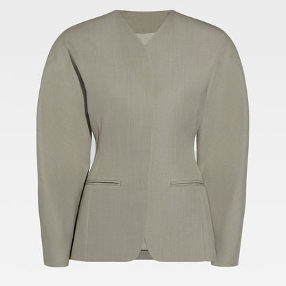 Blazer femme – Coupe cintrée – Sans col – Fermeture discrète – Tissu léger structuré