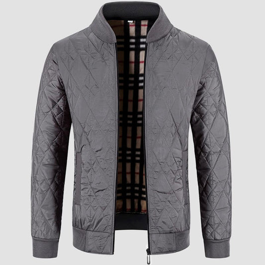 Veste matelassée homme – Coupe régulière – Motif losange – Finition côtelée