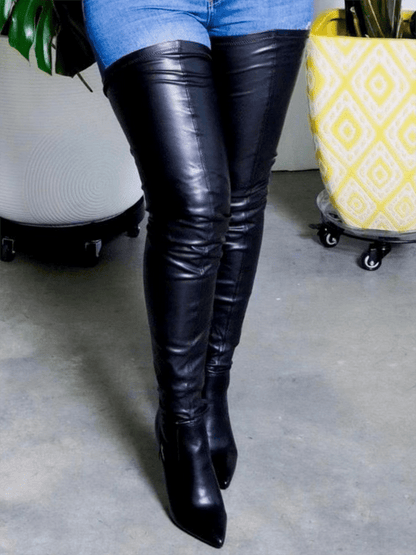 Bottines Hautes Femme - Cuir Véritable - Talon Épais - Bout Rond - Confort et Élégance