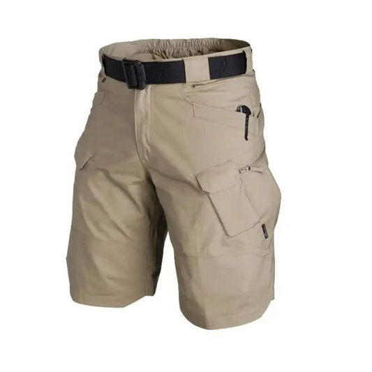 Short cargo homme – Coupe décontractée – Coton respirant – 6 poches zippées – Ceinture ajustable