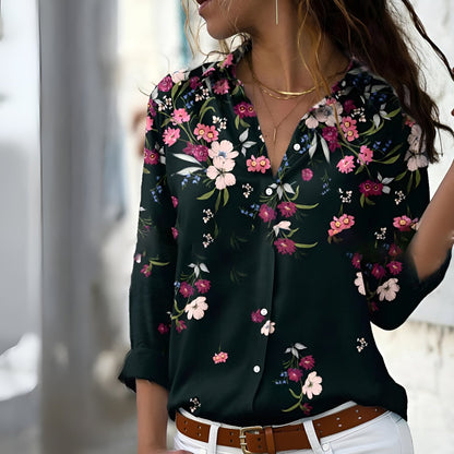 Blouse femme – Coupe décontractée – Tissu respirant – Imprimé patchwork – Manches longues