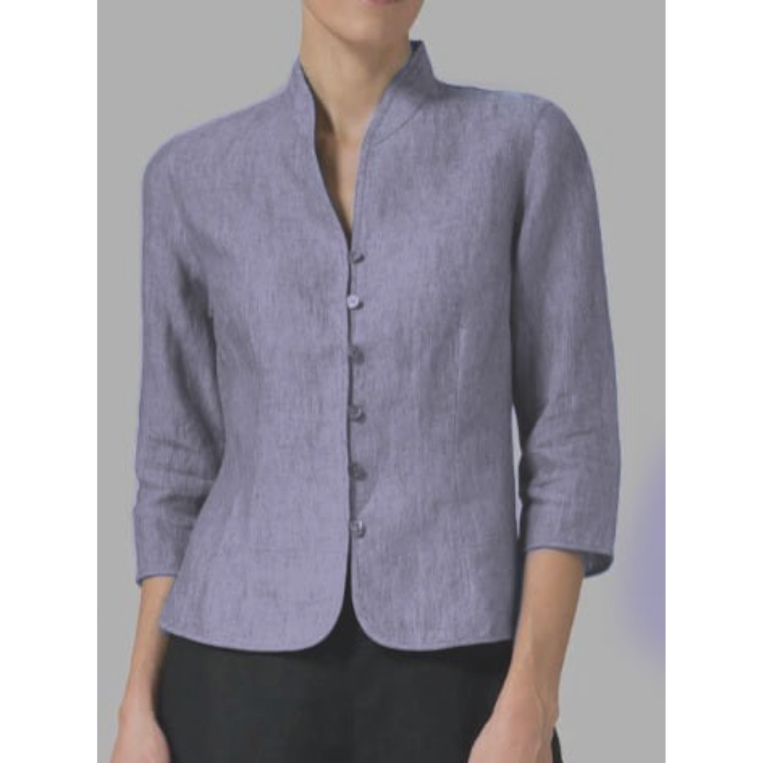 Chemisier femme – Coupe structurée – Col droit – Manches 3/4 – Tissu respirant