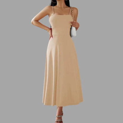 Robe Midi Femme - Bretelles Fines - Coupe Cintrée - Fluide et Élégante