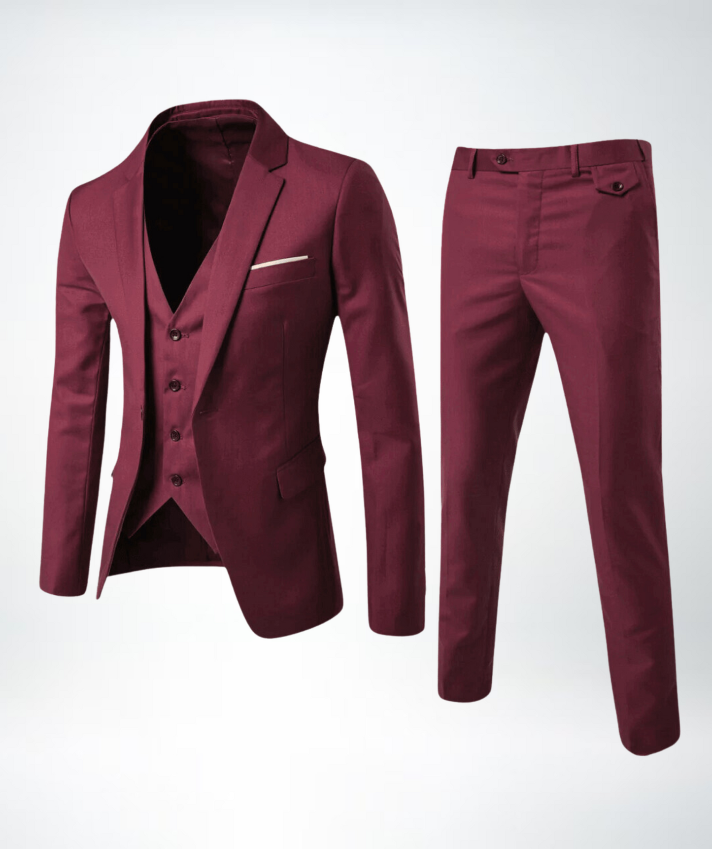 Costume 3 pièces homme – Coupe slim – Laine mélangée – Revers cranté – Tenue formelle