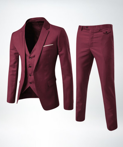 Costume 3 pièces homme – Coupe slim – Laine mélangée – Revers cranté – Tenue formelle