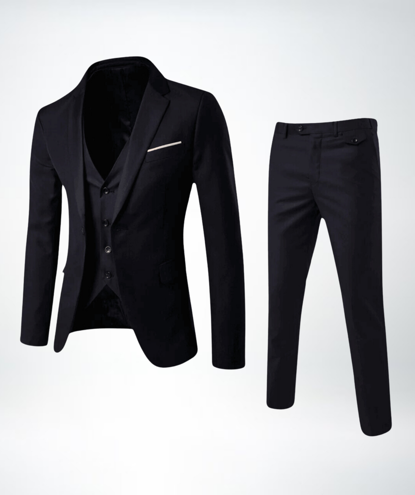 Costume 3 pièces homme – Coupe slim – Laine mélangée – Revers cranté – Tenue formelle
