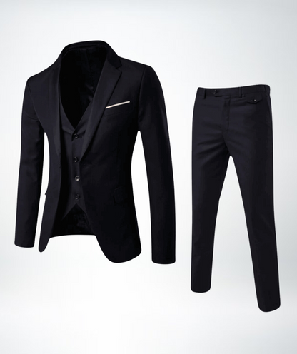 Costume 3 pièces homme – Coupe slim – Laine mélangée – Revers cranté – Tenue formelle