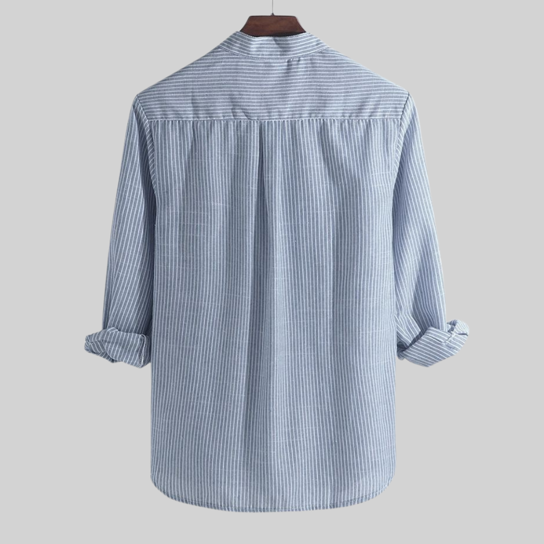 Kurta homme – Coupe décontractée – Tissu respirant – Rayé – Col mao – Boutonnage partiel