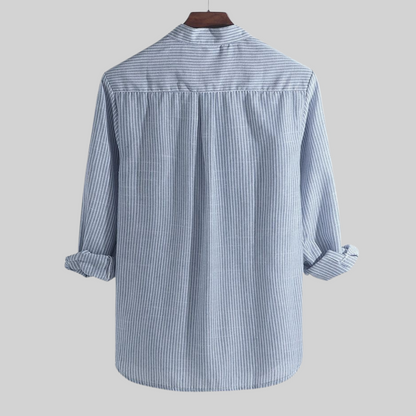 Kurta homme – Coupe décontractée – Tissu respirant – Rayé – Col mao – Boutonnage partiel