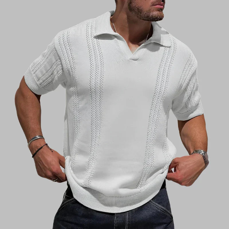 Polo homme – Coupe régulière – Maille douce – Texture torsadée – Manches courtes
