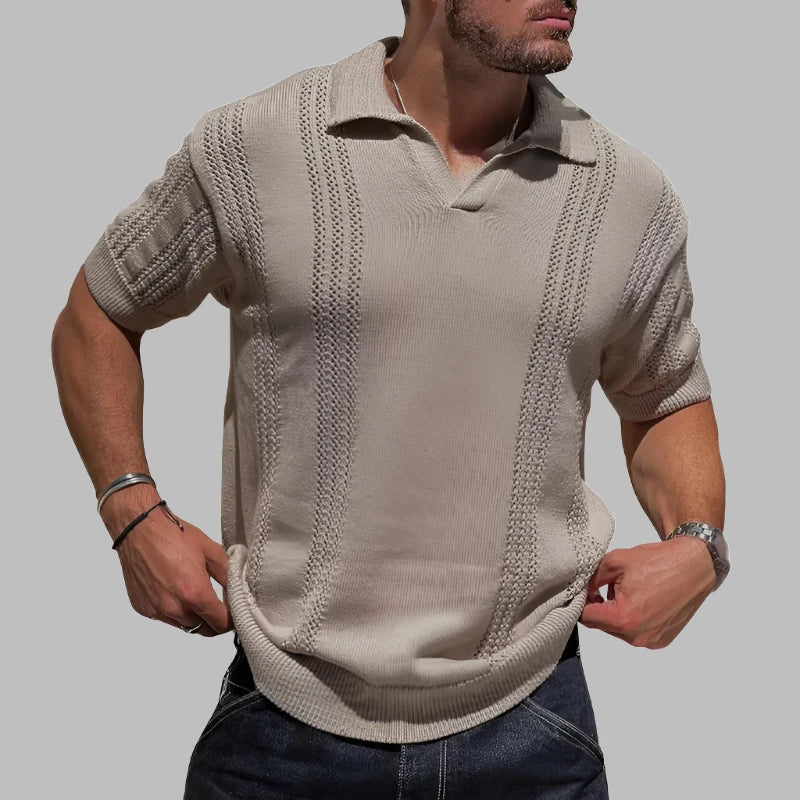 Polo homme – Coupe régulière – Maille douce – Texture torsadée – Manches courtes