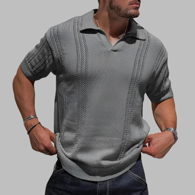Polo homme – Coupe régulière – Maille douce – Texture torsadée – Manches courtes