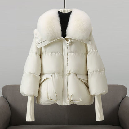 Veste matelassée femme – Coupe oversize – Col en fausse fourrure – Poignets côtelés