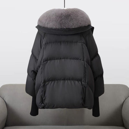 Veste matelassée femme – Coupe oversize – Col en fausse fourrure – Poignets côtelés