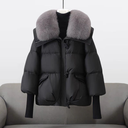 Veste matelassée femme – Coupe oversize – Col en fausse fourrure – Poignets côtelés