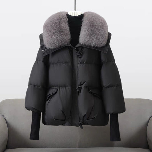 Veste matelassée femme – Coupe oversize – Col en fausse fourrure – Poignets côtelés