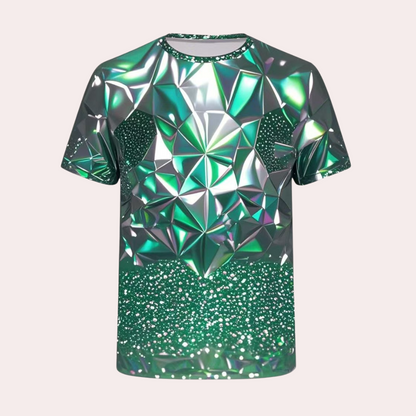 T-shirt Homme - Col Rond - Manches Courtes - Motif Géométrique Moderne