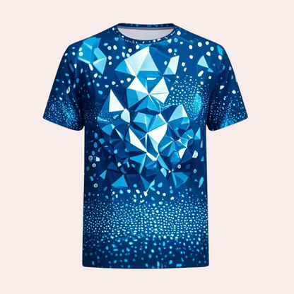 T-shirt Homme - Col Rond - Manches Courtes - Motif Géométrique Moderne