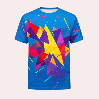 T-shirt Homme - Col Rond - Manches Courtes - Motif Géométrique Moderne