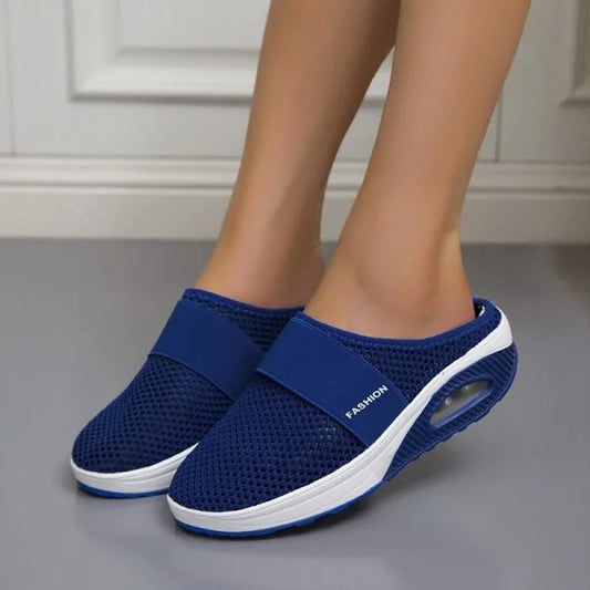 Sandales compensées femme – Maille respirante – Enfilage facile – Semelle à coussin d’air